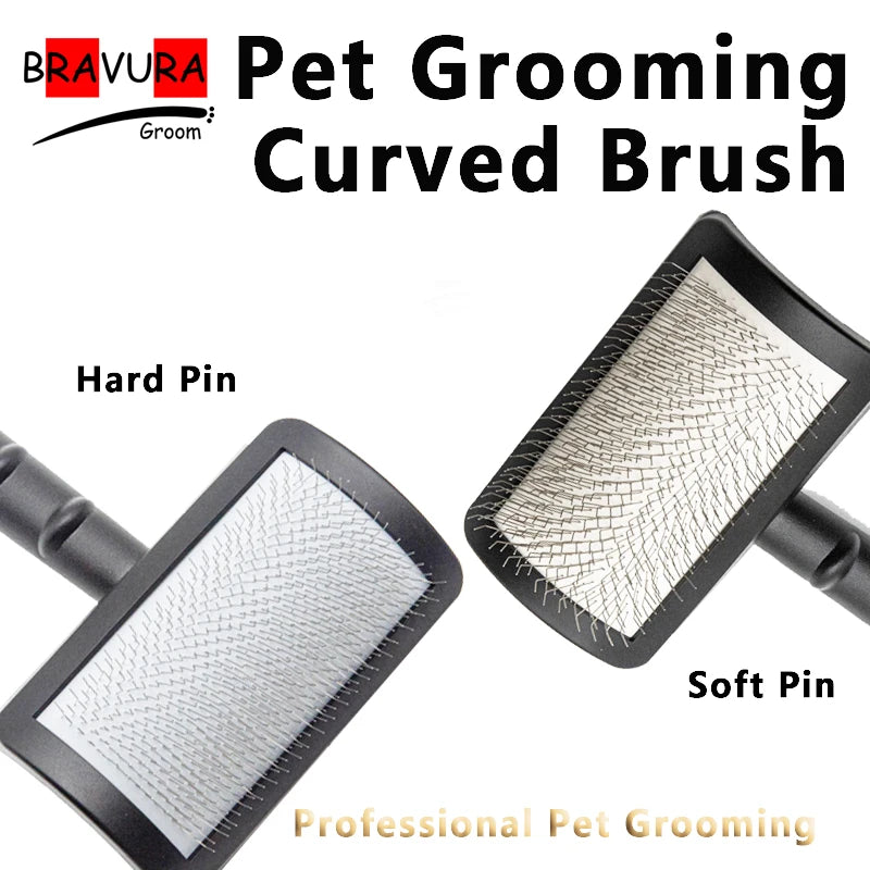 Pet Grooming Curved Brush Cat Dog Brush Comb Shedding Hair Remover Pet Dematting Comb Pet Groomer Pet Store Stainless Steel Pins