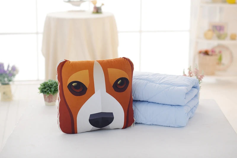 Simulation Pet Dog Print Pillow Cushion Puppy Pattern Sleeping Blanket Cushion Home Decoration Pillow Blanket