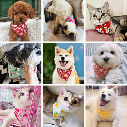 New Adjustable Dog Bibs For Small Dogs Collars Tie Necktie Cat Scarf Puppy Bandanas For Cat Triangular Bow Ties Pet  Grooming 35