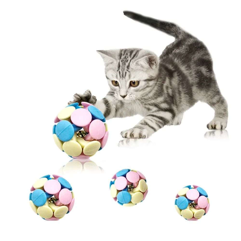 Pet Interactive Toys For Dog Rubber Ball Puppy Teeth Cleaning Cat Toy Dog Chewing Toy Pet Supplies With Bell For Small Pets