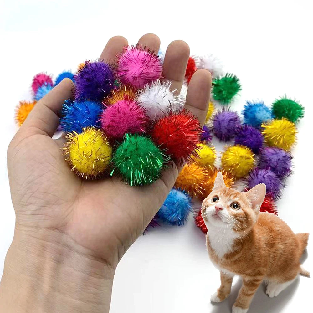 Pet Cat Toy Colorful Flash Soft Elastic Gold Ball Cat Toy Interactive Toy Small Ball Colorful Fun Cat Chew Toy Kitten PetCloud