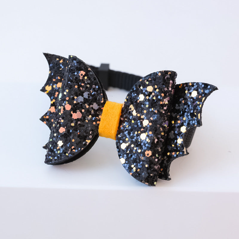 Cat Halloween Collar Adjustable Pet Weird Moon Pumpkin Kitten Lace Bow Style Collar Dog Accessories