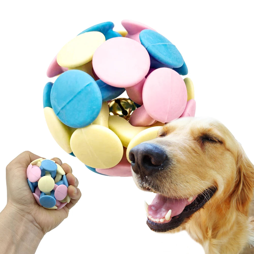 Pet Interactive Toys For Dog Rubber Ball Puppy Teeth Cleaning Cat Toy Dog Chewing Toy Pet Supplies With Bell For Small Pets