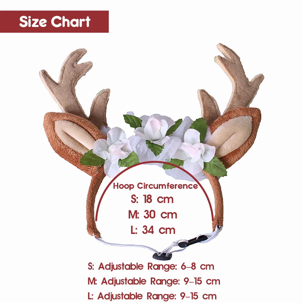 Cute Christmas Reindeer Horn Pet Headband Hat Costume Dog Puppy Cat Cosplay Party Pet Hair Decorations Supplies Headwear