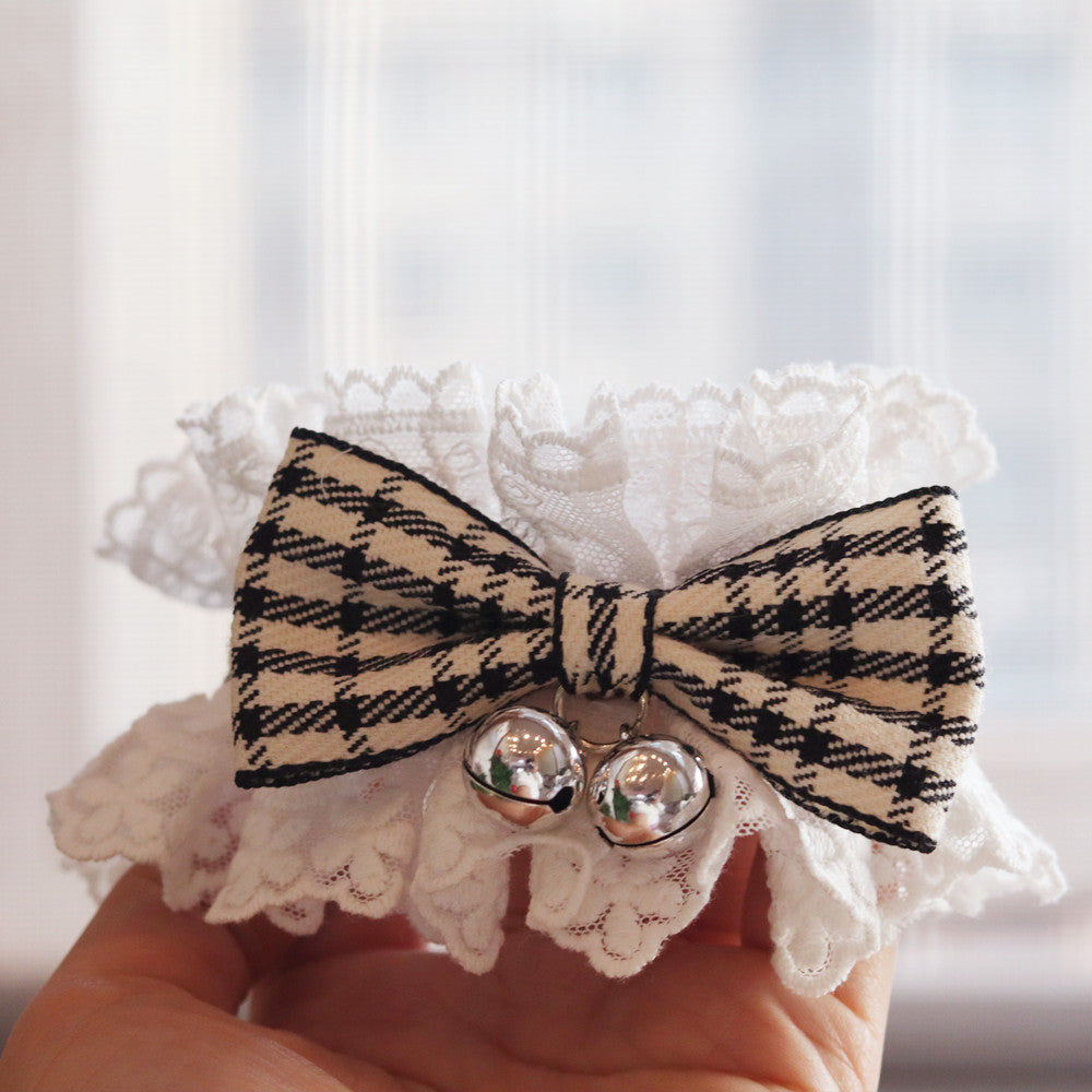 Lace Cute Cat dog Collar with bell Dog Bibs Bows Pet Necklace Bowknot Collar Kitty Puppy Accessories