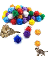 Pet Cat Toy Colorful Flash Soft Elastic Gold Ball Cat Toy Interactive Toy Small Ball Colorful Fun Cat Chew Toy Kitten PetCloud