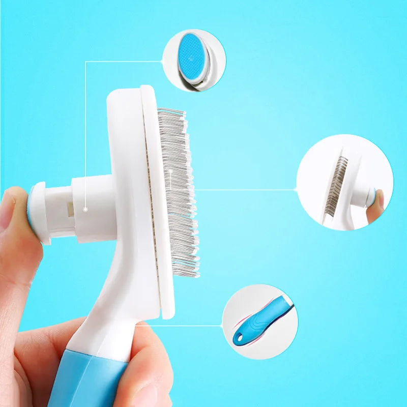 Pet Combing Cleaning Bathe Brush Automatic Hair Removal Comb Artifact Dog And Cat Massage Self-Cleaning Needle Comb Supplies