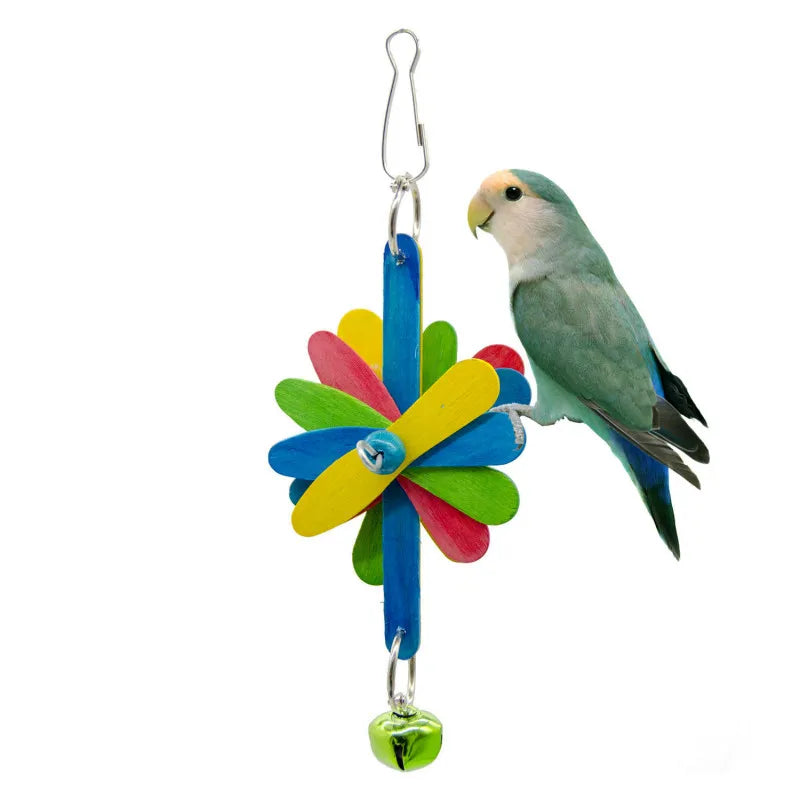 1PCS Small Parrot Toys Bird Toys Colored Wood Four-leaf Flower Chew Toys Pet Supplies Bird Ladder