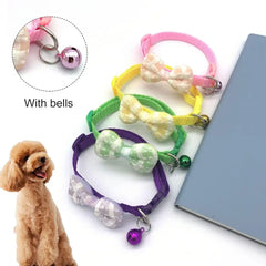 Pet Cat Collar   Pet Dogs Cat Breakaway Bow Collar with Bell  Pet Collar Lovely Dogs Collar