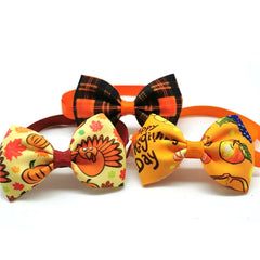 30/50pcs Thanksgiving Day Pet Dog Bow Ties Maple Leaf Turkey Pet Cat Dog Collar Bowties Neckties Pet Fall Ties Grooming Products