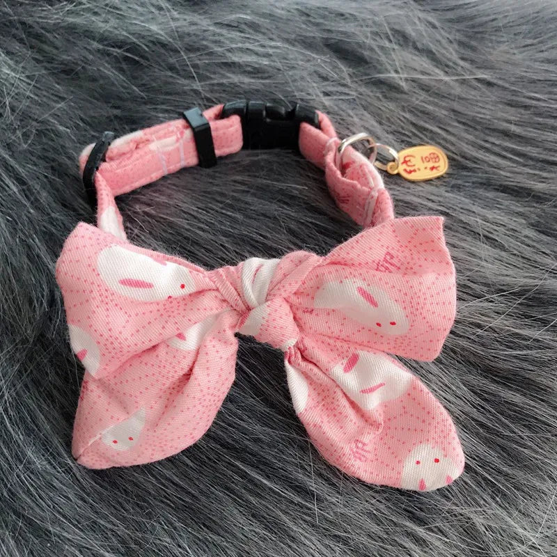 Dot pattern Pet Cat Collar Bowknot Puppy Chihuahua Necklace With Bell Adjustable Safety Buckle Cats Bow Tie Pets Accessories