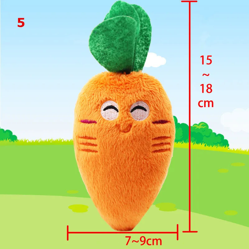 Cute Plush Puzzle Stuffed Squeaking Pet Toy Fruit Animals Cartoon Dog Toys for Dogs Cat Chew Squeaker Squeaky Toy