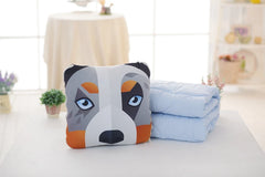 Simulation Pet Dog Print Pillow Cushion Puppy Pattern Sleeping Blanket Cushion Home Decoration Pillow Blanket