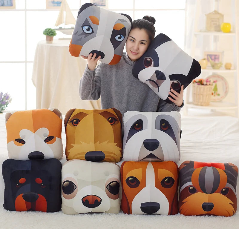 Simulation Pet Dog Print Pillow Cushion Puppy Pattern Sleeping Blanket Cushion Home Decoration Pillow Blanket