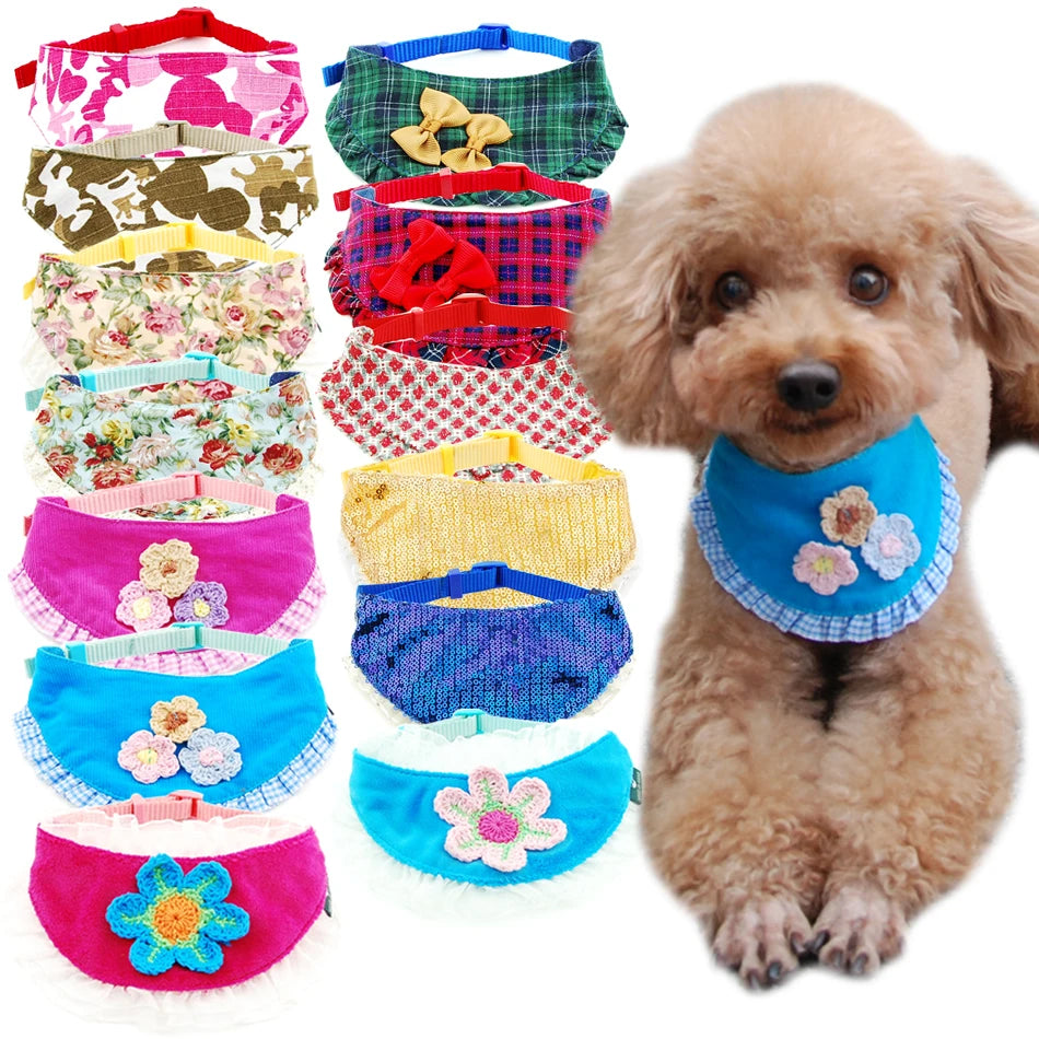 Dog Cat Bandana Plaid Adjustable Scarf Washable Collar for Cats Puppy Pet Accessories for Small Medium Large Dog Supplies