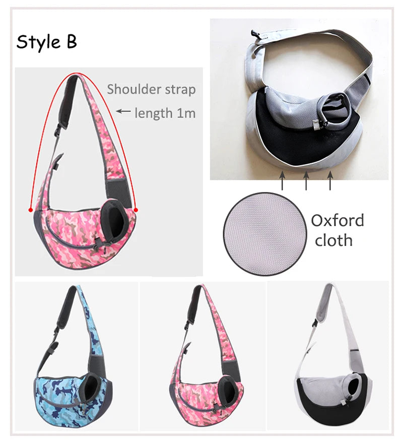 Pet Dog Cat Sling Carrier Breathable Travel Safe Sling Bag Puppy Kitten Outdoor Mesh Oxford Single Comfort Handbag Tote Pouch