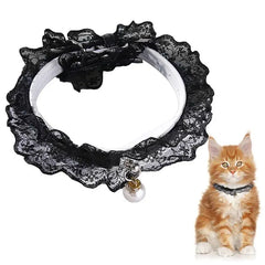 Elegant Pet Collar Lovely Adjustable Rhinestone Lace Decor Pet Necklace Collar For Small Dogs Cats Pet Supplies Party Dress Up