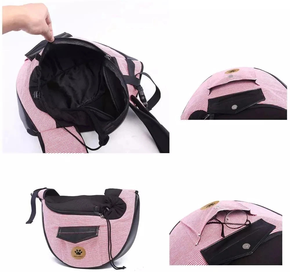 Pet Travel Bag Small Dog Cat Sling Carriers Hands Free Pet Puppy Reversible Pet Bag for Puppy Small Dogs and Cats