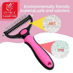 Pet Grooming Tool - 2 Sided Undercoat Rake for Cats Dogs Brush - Safe Dematting Comb for Easy Mats Tangles Removing M/L