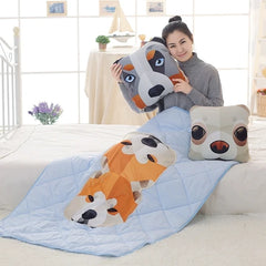 Simulation Pet Dog Print Pillow Cushion Puppy Pattern Sleeping Blanket Cushion Home Decoration Pillow Blanket