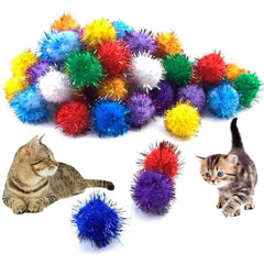 Pet Cat Toy Colorful Flash Soft Elastic Gold Ball Cat Toy Interactive Toy Small Ball Colorful Fun Cat Chew Toy Kitten PetCloud