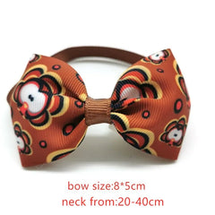 30/50pcs Thanksgiving Day Pet Dog Bow Ties Maple Leaf Turkey Pet Cat Dog Collar Bowties Neckties Pet Fall Ties Grooming Products