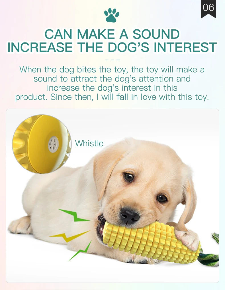 Fenice Corn Pet Toy Interactive Toys Dog Chew Tooth Cleaning Vocalize Squeak Toothbrush Molar Pet Supplies Floatable