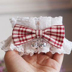 Lace Cute Cat dog Collar with bell Dog Bibs Bows Pet Necklace Bowknot Collar Kitty Puppy Accessories