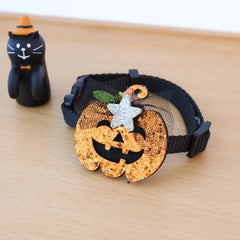 Cat Halloween Collar Adjustable Pet Weird Moon Pumpkin Kitten Lace Bow Style Collar Dog Accessories