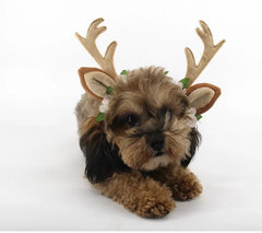 Cute Christmas Reindeer Horn Pet Headband Hat Costume Dog Puppy Cat Cosplay Party Pet Hair Decorations Supplies Headwear