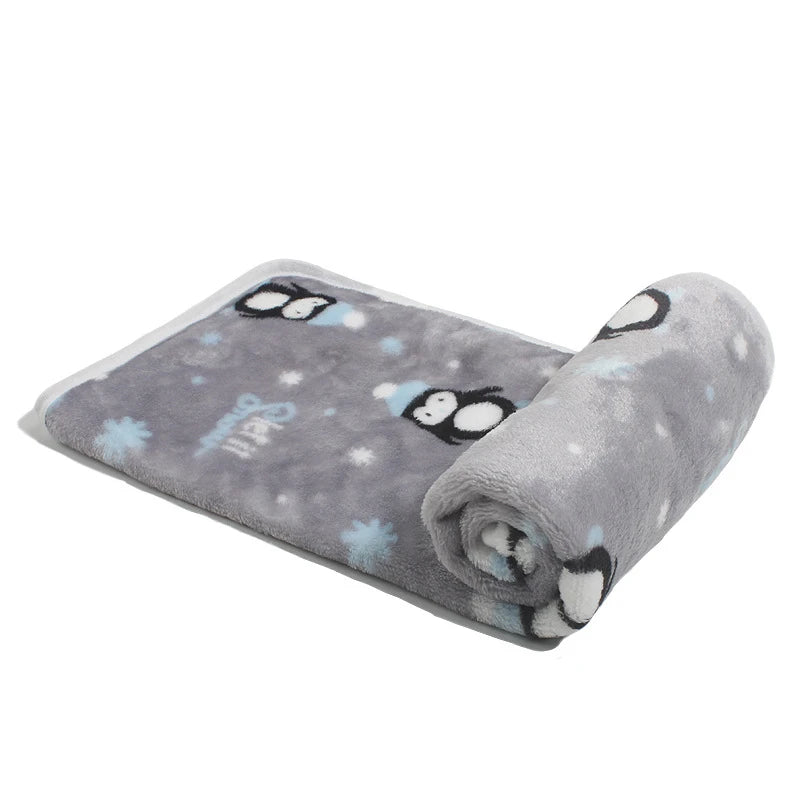 Soft Coral Fleece Sleeping Dog Bed Blanket For Small Medium Large Dog Cat Bed Mat Cute Animal Printed Warm Pet Kennel Blanket