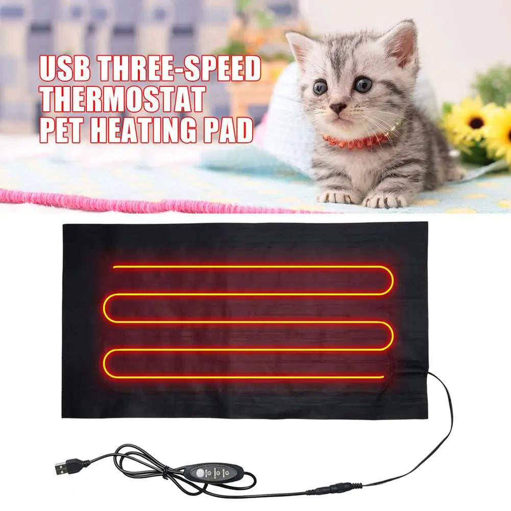 9W Pet Heating Pad USB Three-Speed Thermostat Pet Heating Sheet 5V2A Pet Climbing Pad 22x40cm/30X45cm Small Pet Blanket