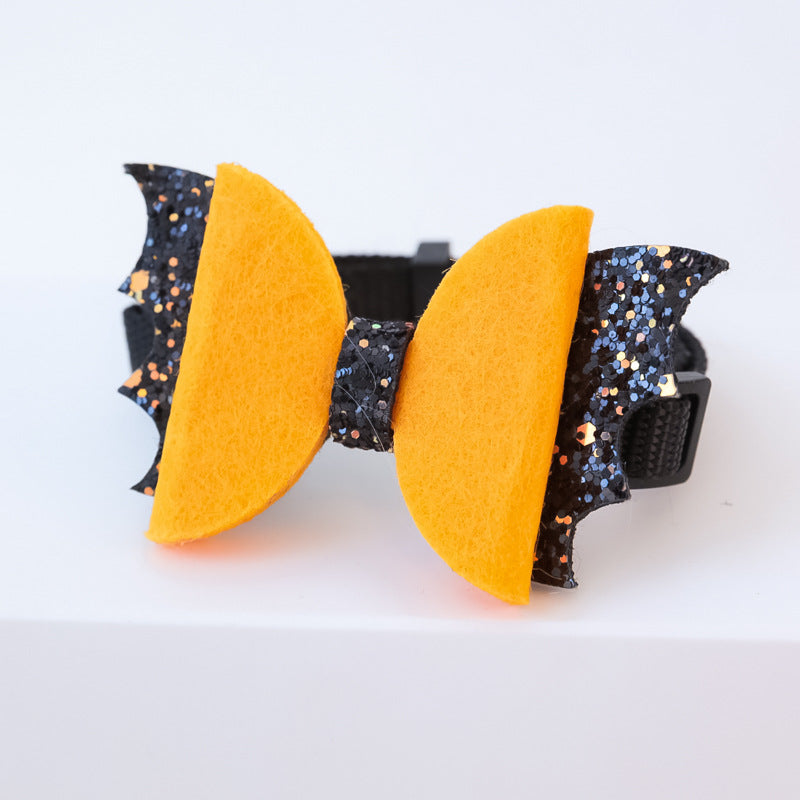 Cat Halloween Collar Adjustable Pet Weird Moon Pumpkin Kitten Lace Bow Style Collar Dog Accessories