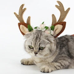 Cute Christmas Reindeer Horn Pet Headband Hat Costume Dog Puppy Cat Cosplay Party Pet Hair Decorations Supplies Headwear