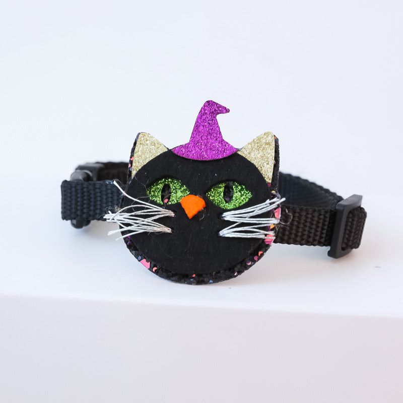 Cat Halloween Collar Adjustable Pet Weird Moon Pumpkin Kitten Lace Bow Style Collar Dog Accessories