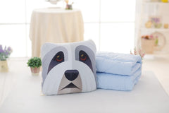 Simulation Pet Dog Print Pillow Cushion Puppy Pattern Sleeping Blanket Cushion Home Decoration Pillow Blanket