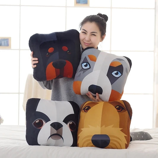 Simulation Pet Dog Print Pillow Cushion Puppy Pattern Sleeping Blanket Cushion Home Decoration Pillow Blanket