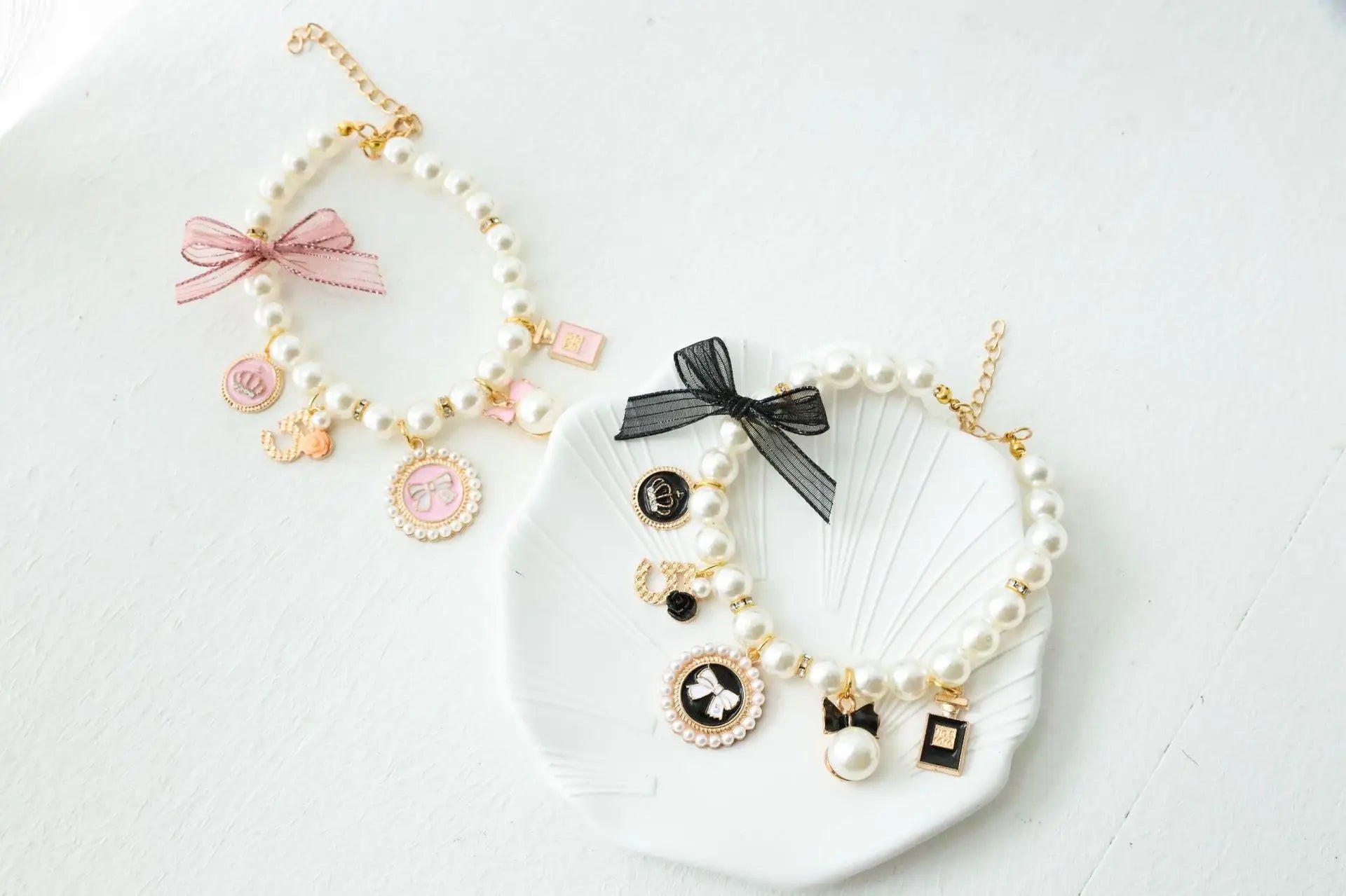 Pet Bow Pearl Collar Cat Jewelry Pendant Princess Necklace Dog Sweet Decorations Puppy Rhinestone Collar Chihuahua Accesorios