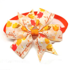 30/50pcs Thanksgiving Day Pet Dog Bow Ties Maple Leaf Turkey Pet Cat Dog Collar Bowties Neckties Pet Fall Ties Grooming Products