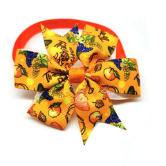 30/50pcs Thanksgiving Day Pet Dog Bow Ties Maple Leaf Turkey Pet Cat Dog Collar Bowties Neckties Pet Fall Ties Grooming Products