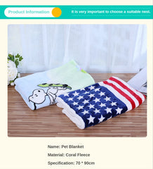 Pet dog kennel blanket mat dog autumn winter warm blankets thickening coral fleece blanket four seasons general