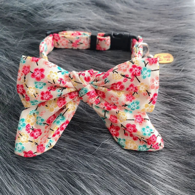 Dot pattern Pet Cat Collar Bowknot Puppy Chihuahua Necklace With Bell Adjustable Safety Buckle Cats Bow Tie Pets Accessories