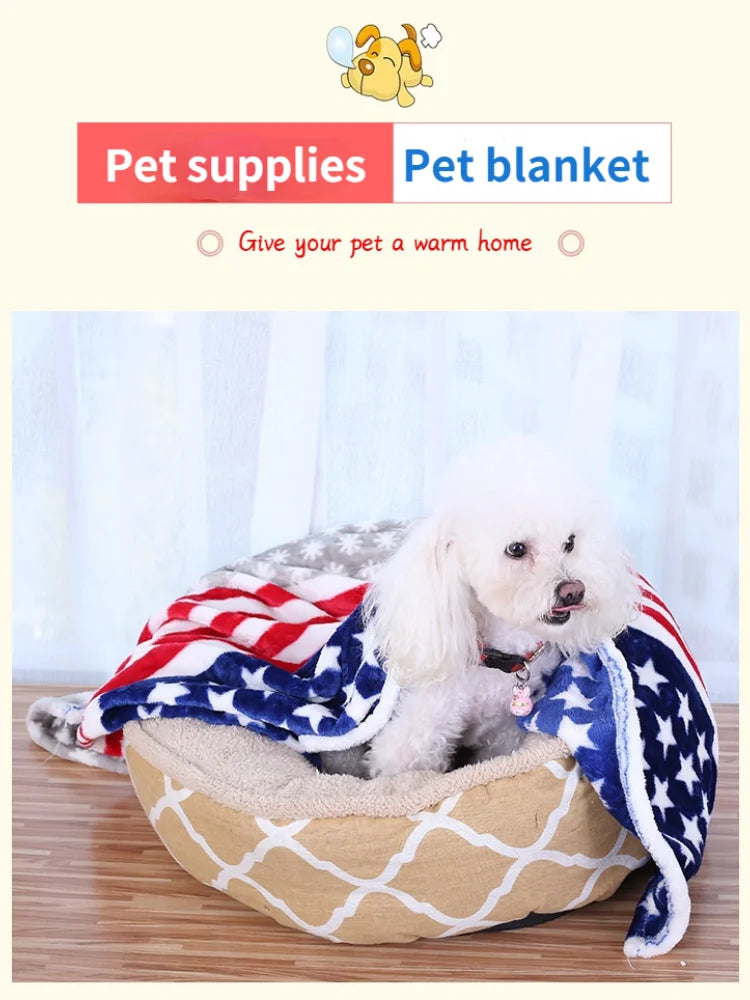 Pet dog kennel blanket mat dog autumn winter warm blankets thickening coral fleece blanket four seasons general