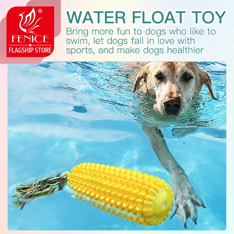 Fenice Corn Pet Toy Interactive Toys Dog Chew Tooth Cleaning Vocalize Squeak Toothbrush Molar Pet Supplies Floatable