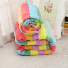 Pet Dog Cat Blankets Mat Towel Rainbow Tiger Soft Warm Wool Coral Fleece Sleeping Mattress Cushion Pad