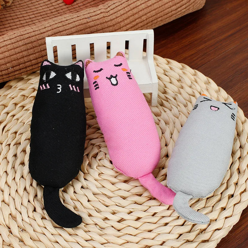 Funny Interactive Plush Toy Cat Grinding Catnip Toys Pet Kitten Chewing Toy Claws Thumb Bite Cat Mint For pet Teeth toys