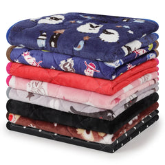 Cotton Velvet Pet Blanket Cartoon Print Warm Plus Cotton Pet Dog Cat Blanket Home Pet Supplies Color Random