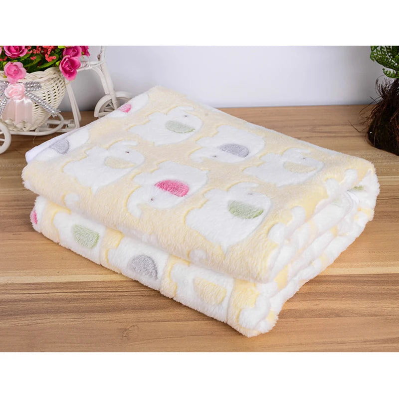 2018 New Pet Dog Beds Mats Cover Cute Cartoon Rabbit Elephant Pattern Warm Soft Fleece Blanket Puppy Bed Mat Cover 3 Size S M L