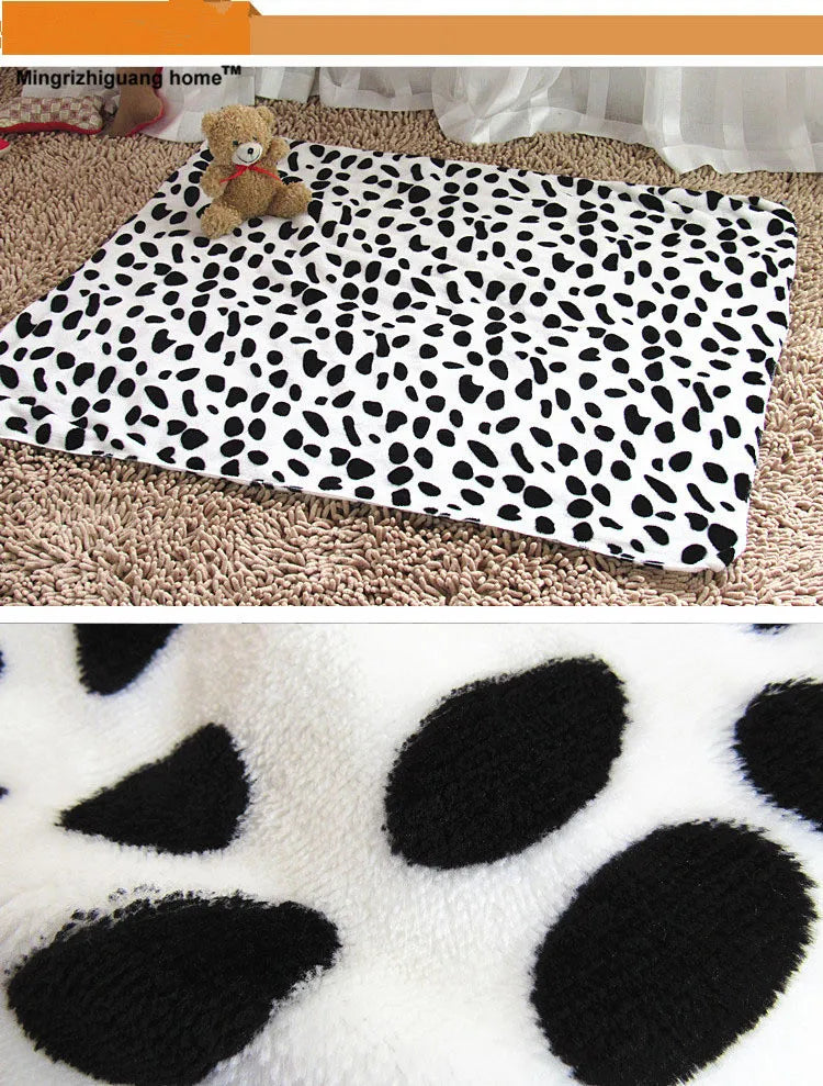 1PC Warm Pet Bed Mat Cover Small Medium Large Towls Paw Handcrafted Print Cat Dog Fleece Soft Blanket Puppy Winter Pet  OZ 005