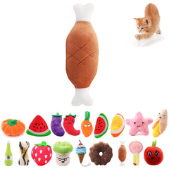 Kapmore Cat Dog Plush Toys Cartoon Cute Fruit Food Shape Bite Resistant Squeaky Toy Pet Chew Toy Pet Interactive Supplies